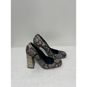 Schutz Women's Pumps With Gold Glitter Block Heel Size 6.5